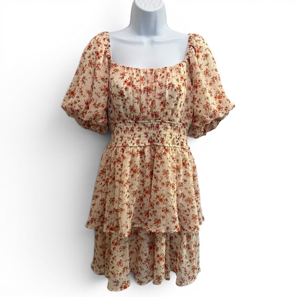 Trixxi Milkmaid Coquette Mini Babydoll Dress Size XL Sheer Floral Fairy Cottage